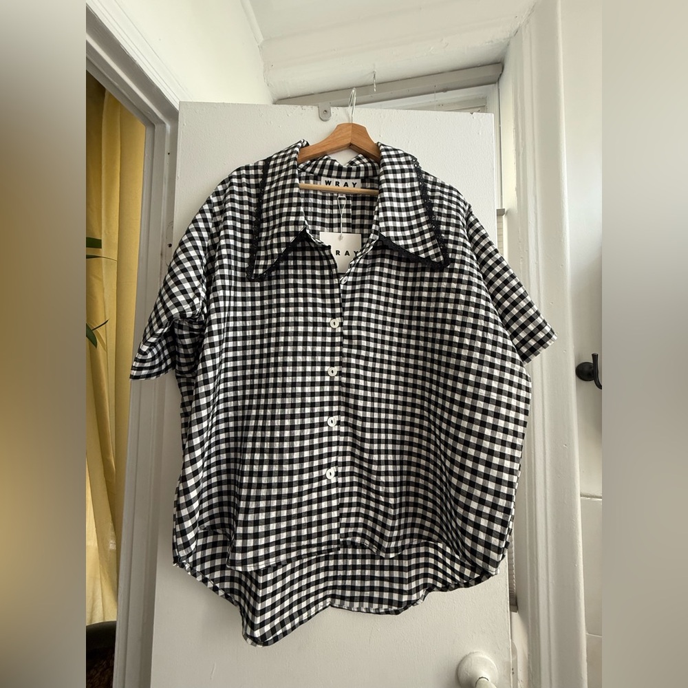 New Black and White Checkered Women's Top